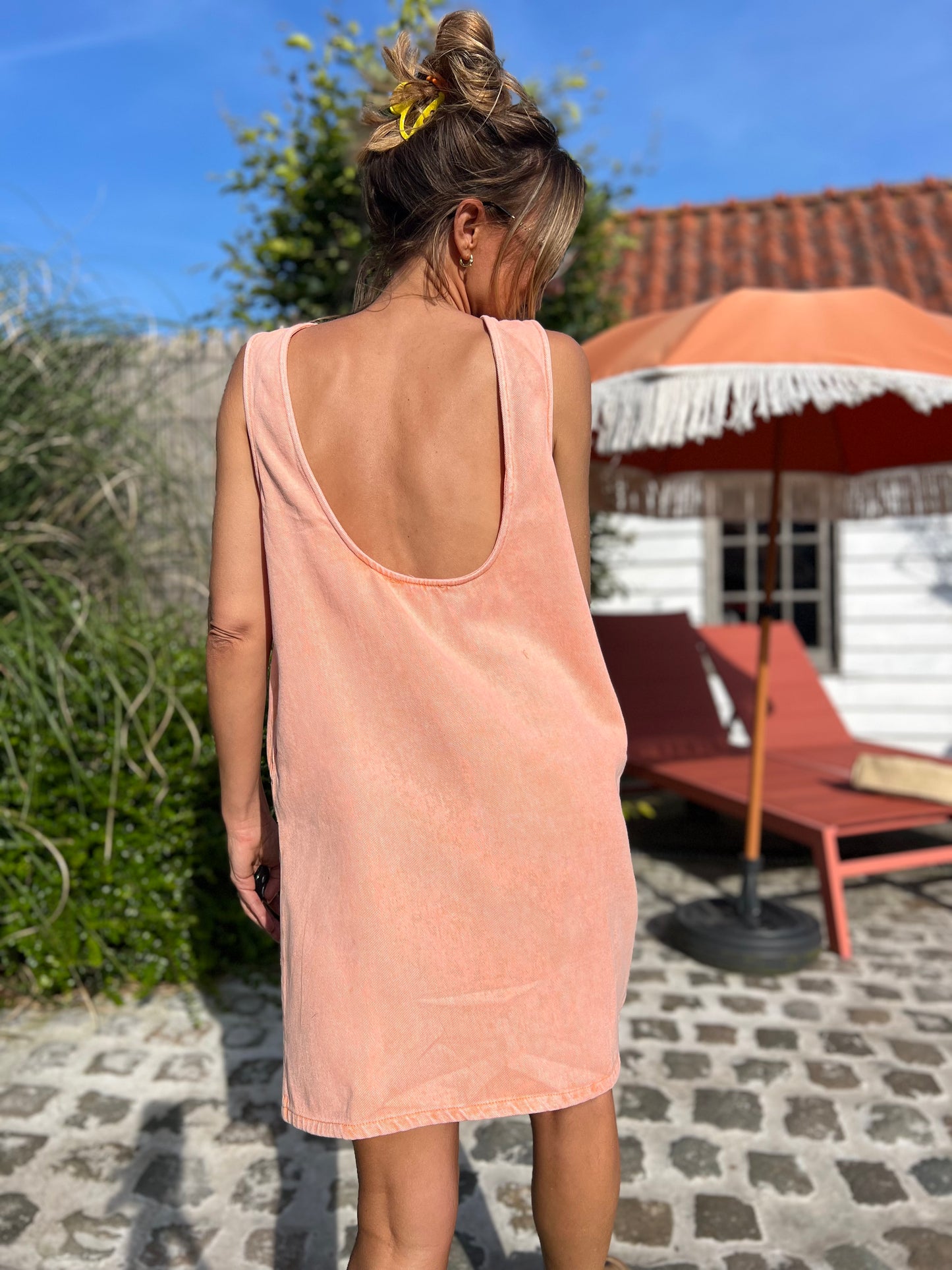 JESS DENIM DRESS PEACH