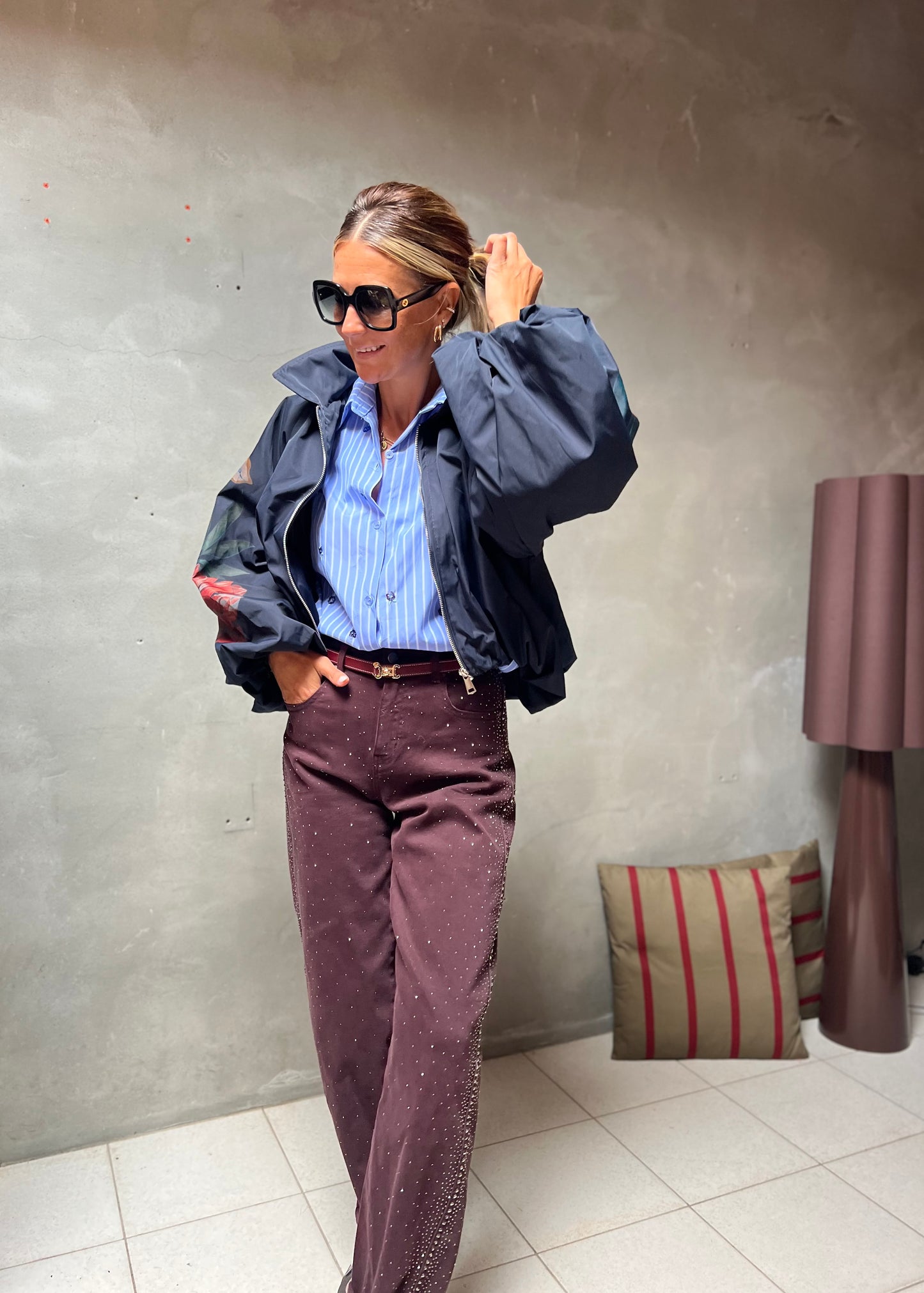 LEONIE BOMBER NAVY FLORAL