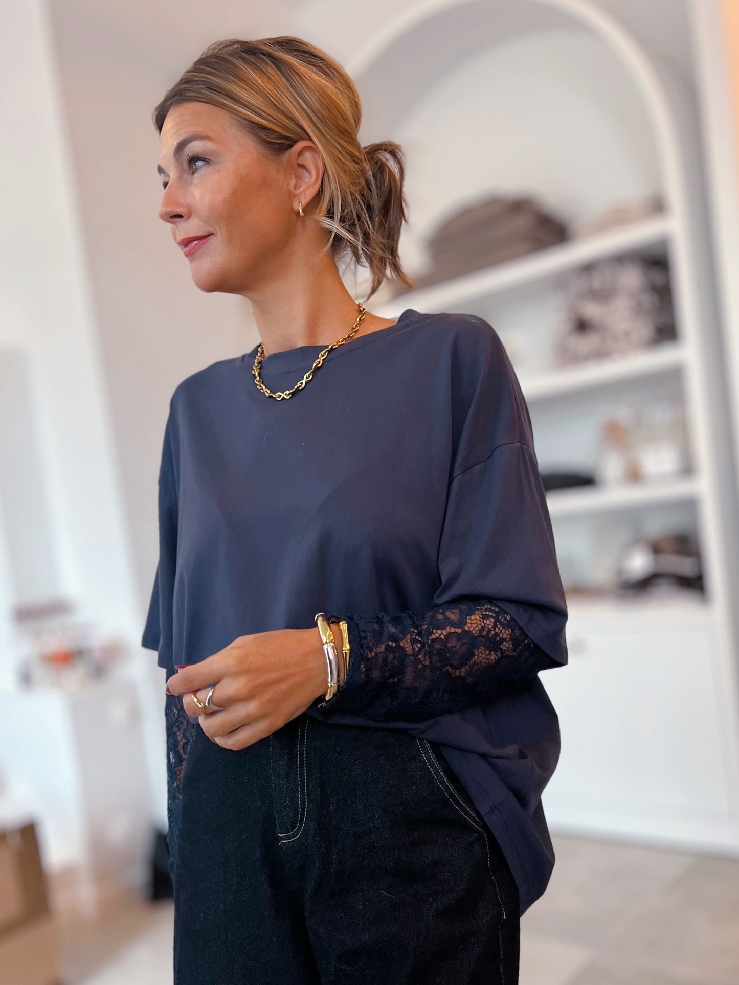 LACE LAYER TEE MARINE