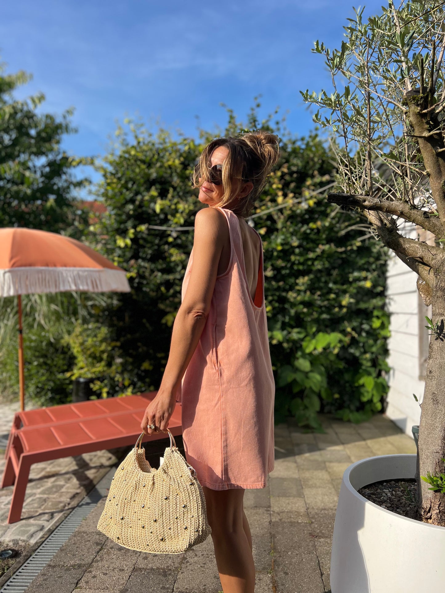 JESS DENIM DRESS PEACH