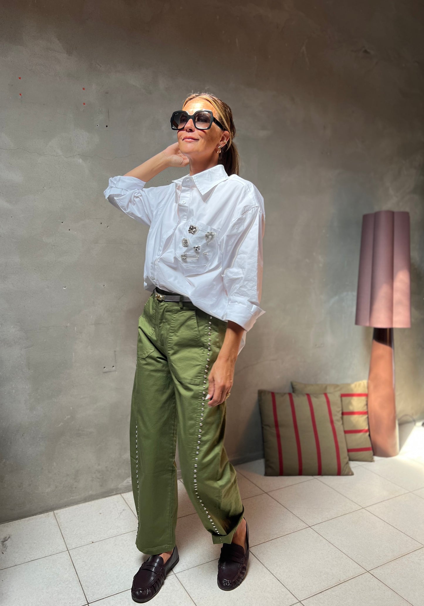 BARREL PANTS OLIVE