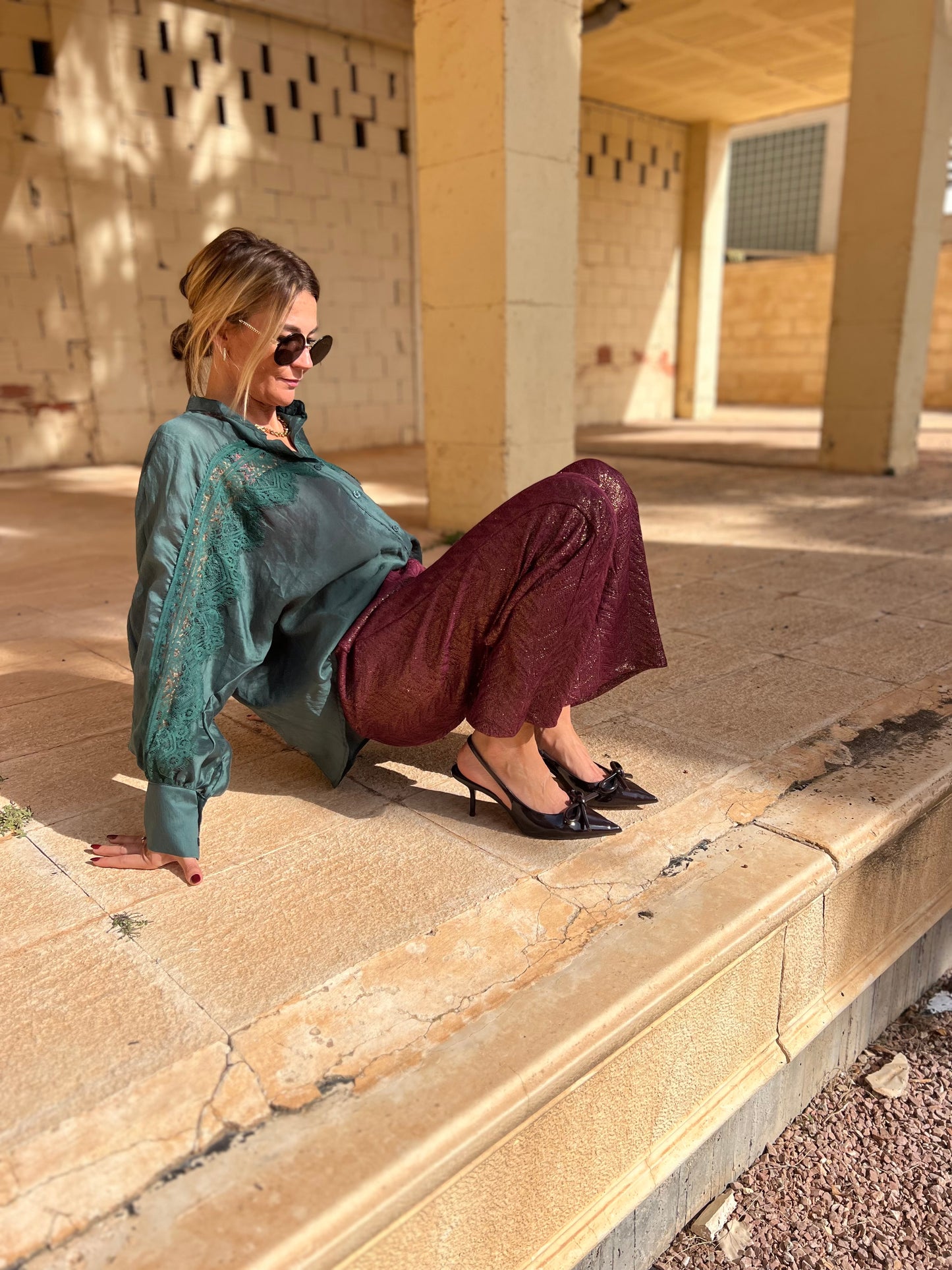 ANDEZ PANTS WINE SHIMMER