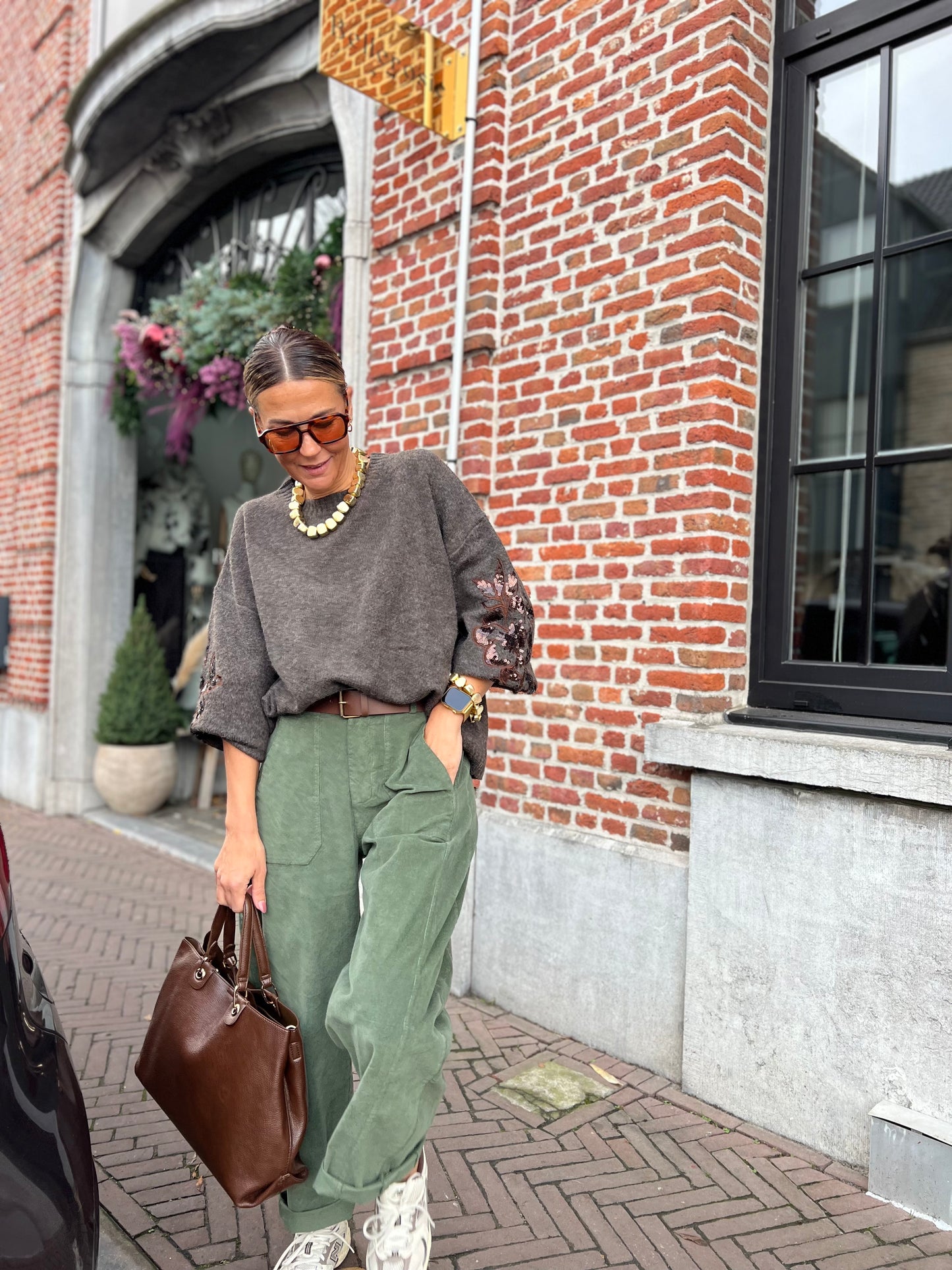 BARREL PANTS VELOURS WOODYGREEN