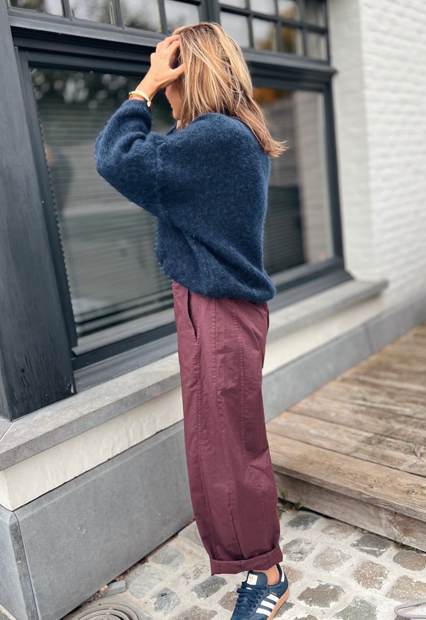 BARREL PANTS BURGUNDY