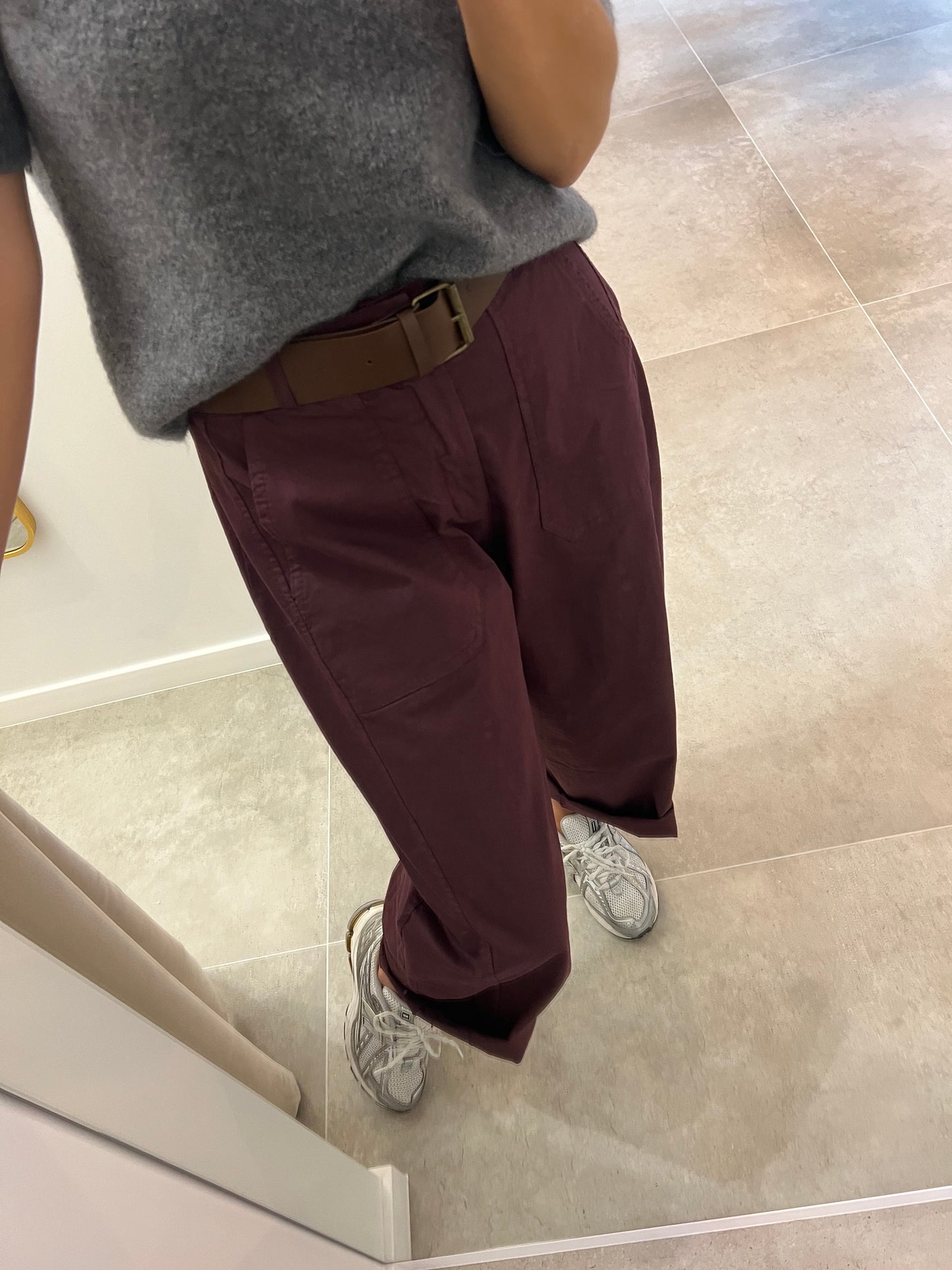 BARREL PANTS BURGUNDY