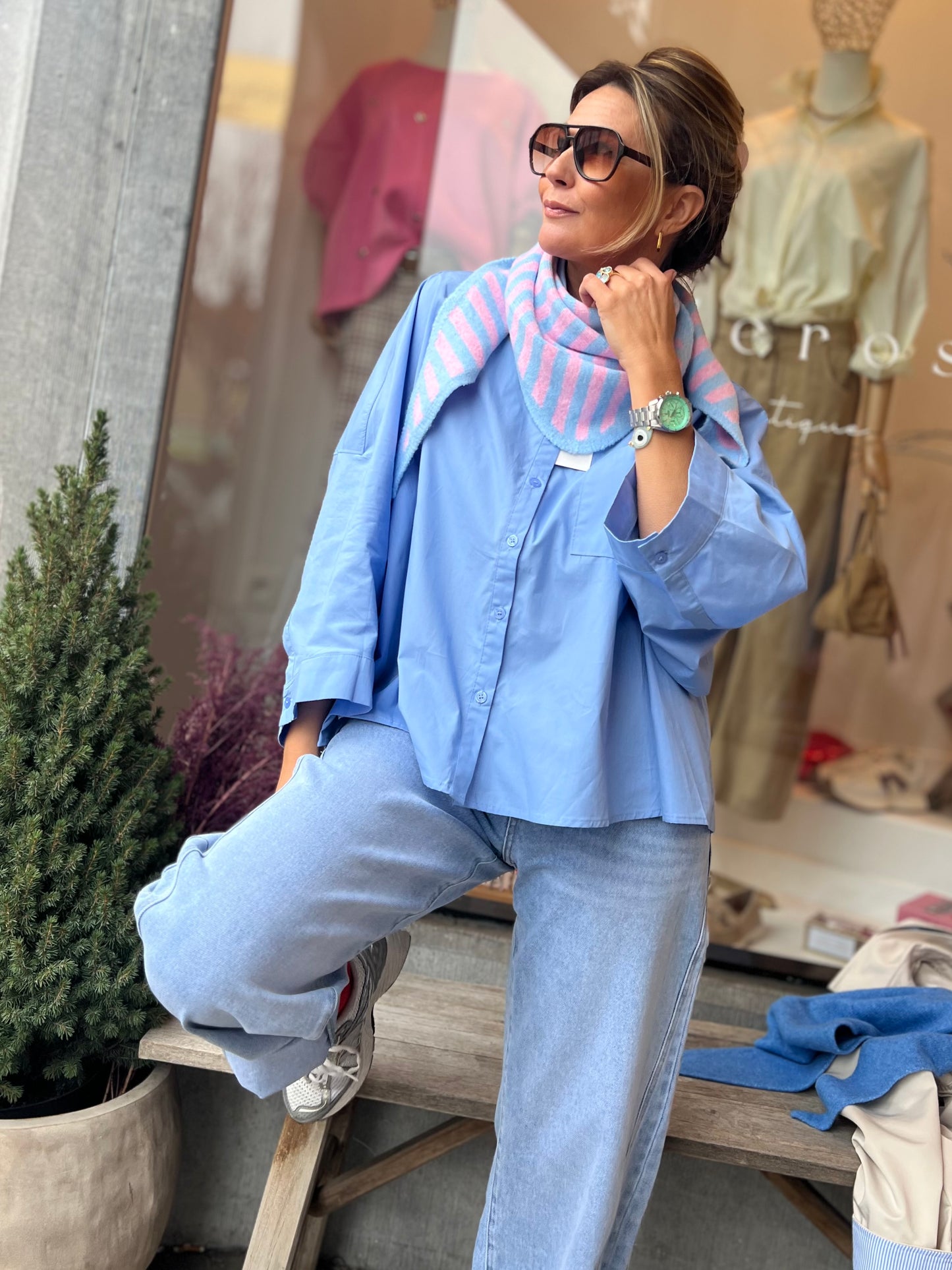 POPLIN BLOUSE SKYBLUE