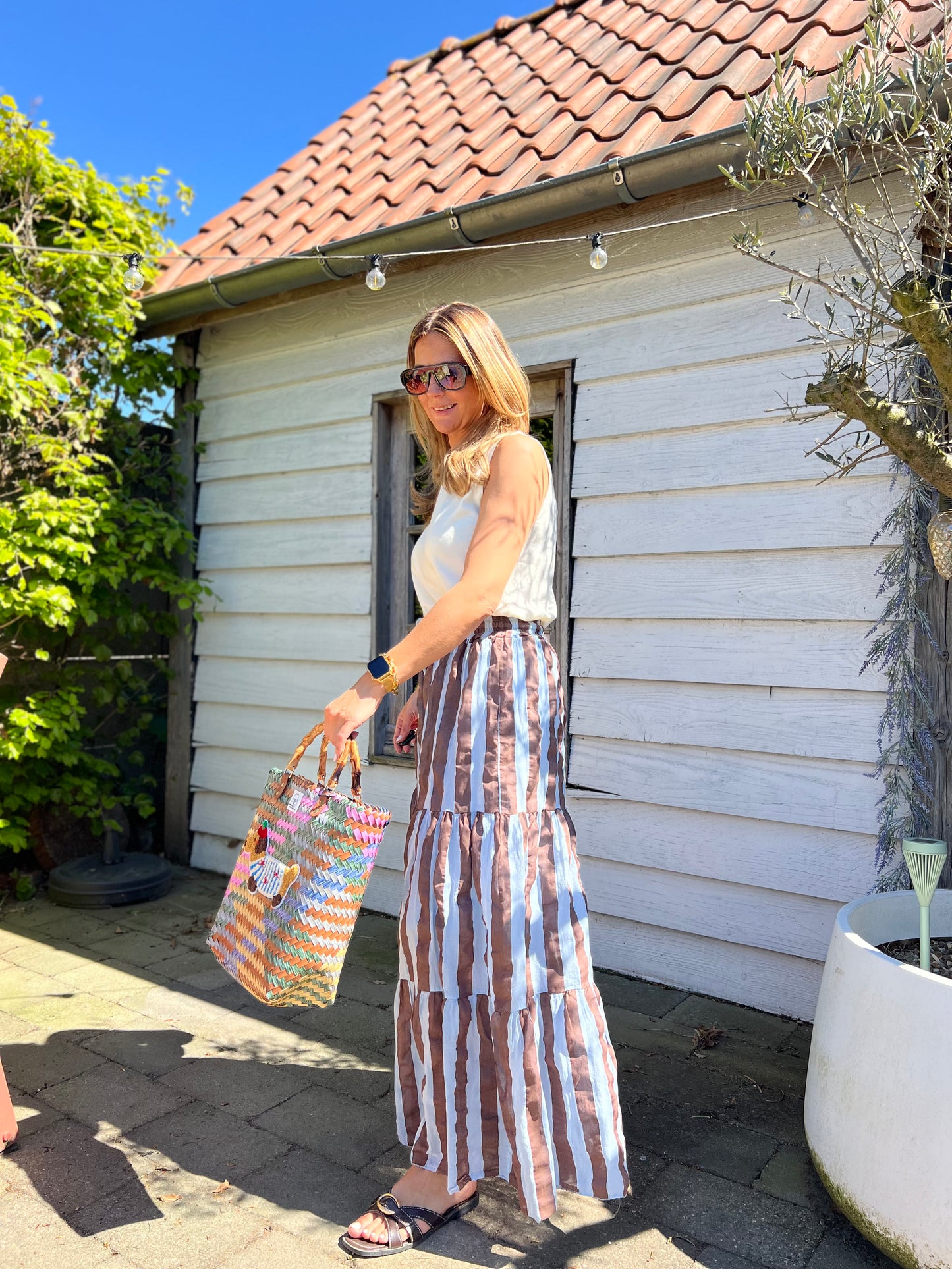 BALI BLUE AND BROWN SKIRT